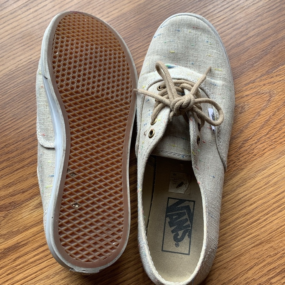 Vans Sneaker Shoe Women Size 7.5 Cream Casual Footwear Summer Indie Style - Picture 5 of 6